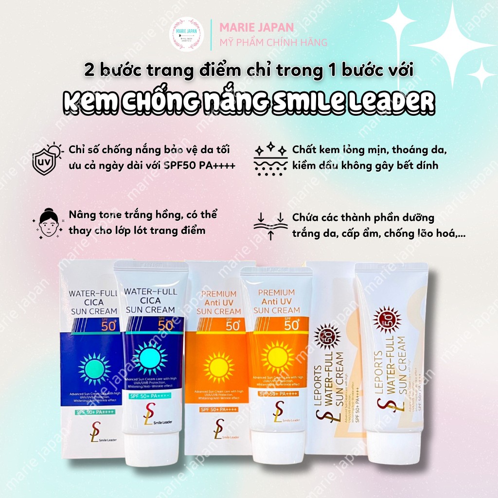 Kem Chống Nắng Nâng Tông Smile Leader Sun Cream SPF50 Tuýp 60ml