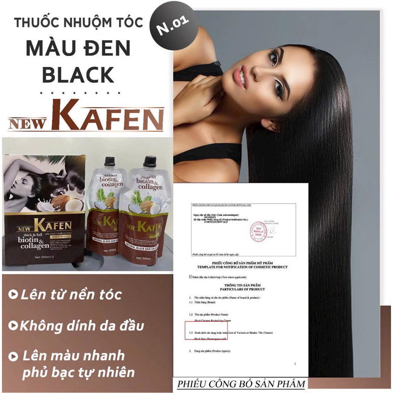 Nhuộm đen Kafen dừa phủ bạc không dính da đầu