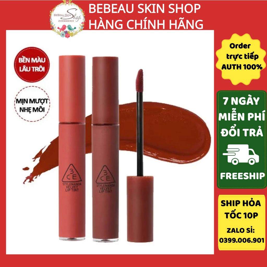 Son kem 3CE Velvet Lip Tint  [ BEBEAU ] Son Kem Lì 3CE Mịn Màng Như Nhung Definiton  Bitter Hour Walk n talk Taupe Child