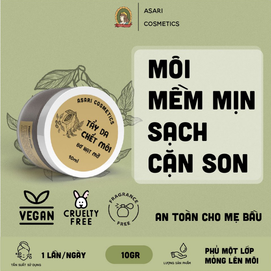 [Có combo kèm son dưỡng] Tẩy da chết môi handmade Asari Cosmetics