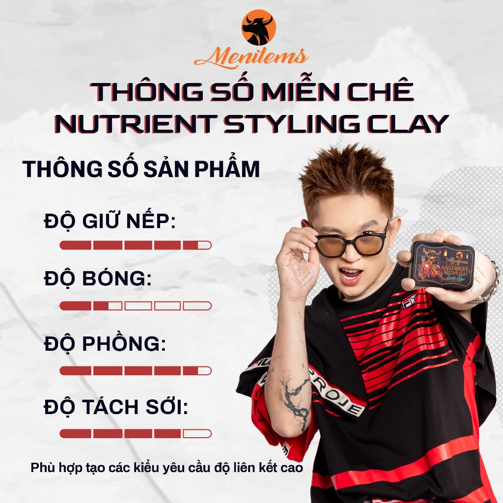 Sáp vuốt tóc Menitems, sáp dưỡng tạo kiểu Clay giúp tạo nếp giữ kiểu tự nhiên hương thơm lôi cuốn Gentle Blue