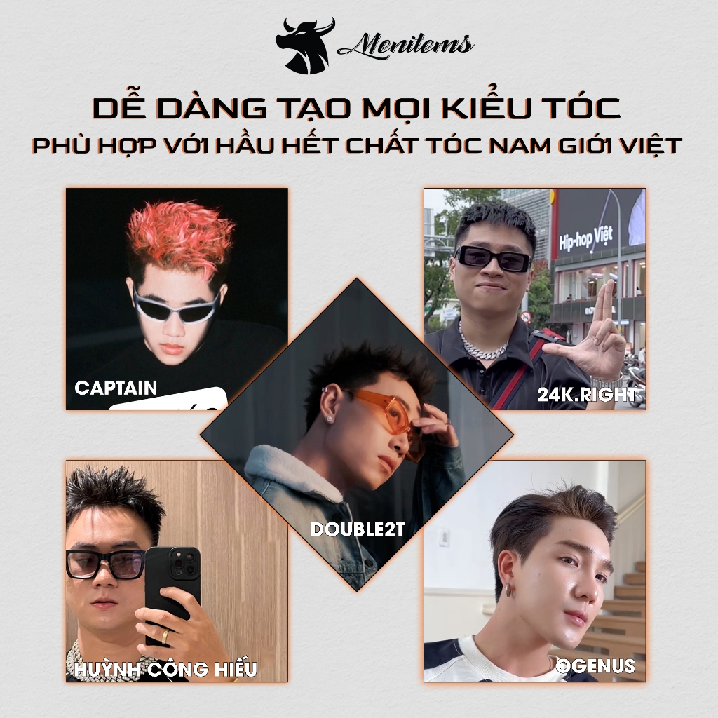 Sáp vuốt tóc Menitems, sáp dưỡng tạo kiểu Clay giúp tạo nếp giữ kiểu tự nhiên hương thơm lôi cuốn Gentle Blue