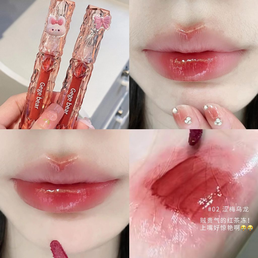 Son Tint  bóng Gege Bear Chống Nước Lâu trôi vỏ trong suốt,son kem bóng nội địa trung