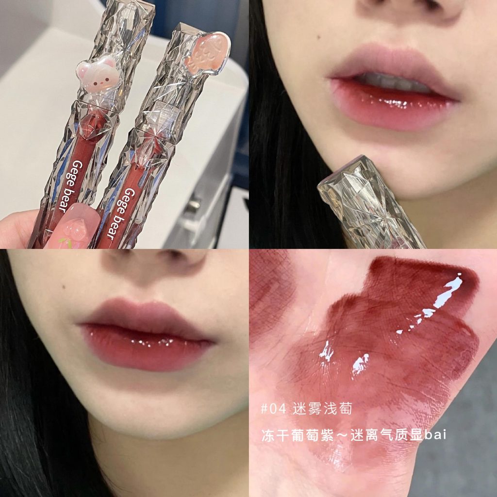 Son Tint  bóng Gege Bear Chống Nước Lâu trôi vỏ trong suốt,son kem bóng nội địa trung