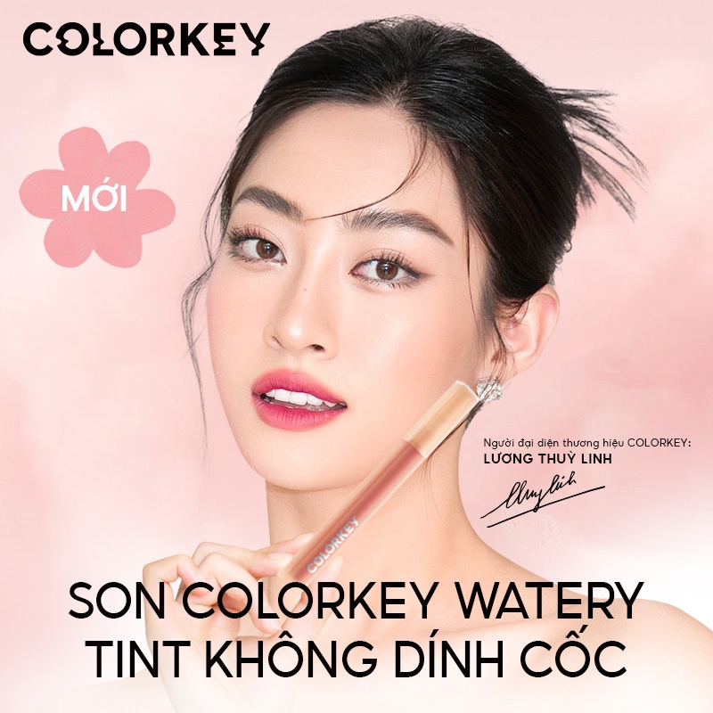 Son COLORKEY Watery Tint Không Dính Cốc Siêu Mịn Môi Nhiều Màu Sắc Thời Thượng 1.8g