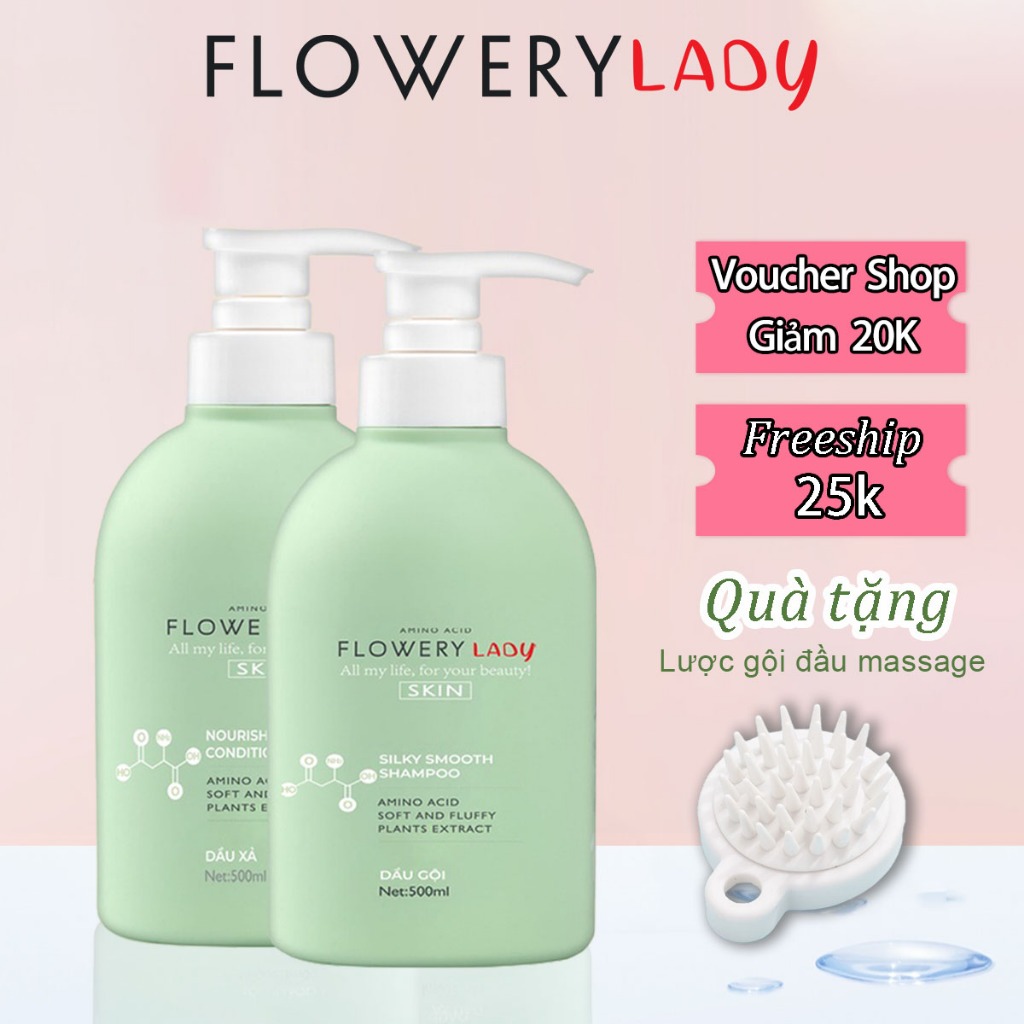 Combo dầu gội, dầu xả nước hoa muối biển Flowery LADY 500ml