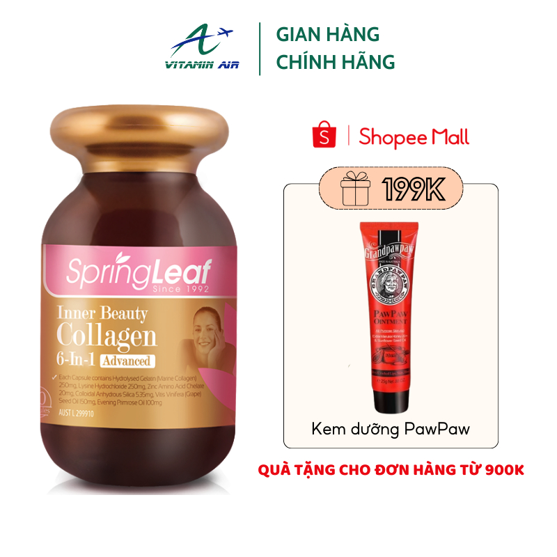 Collagen uống 6 in 1 spring leaf chống oxy hóa, làm sáng da, mờ vết thâm – Viên uống collagen làm đẹp da, chắc khỏe tóc