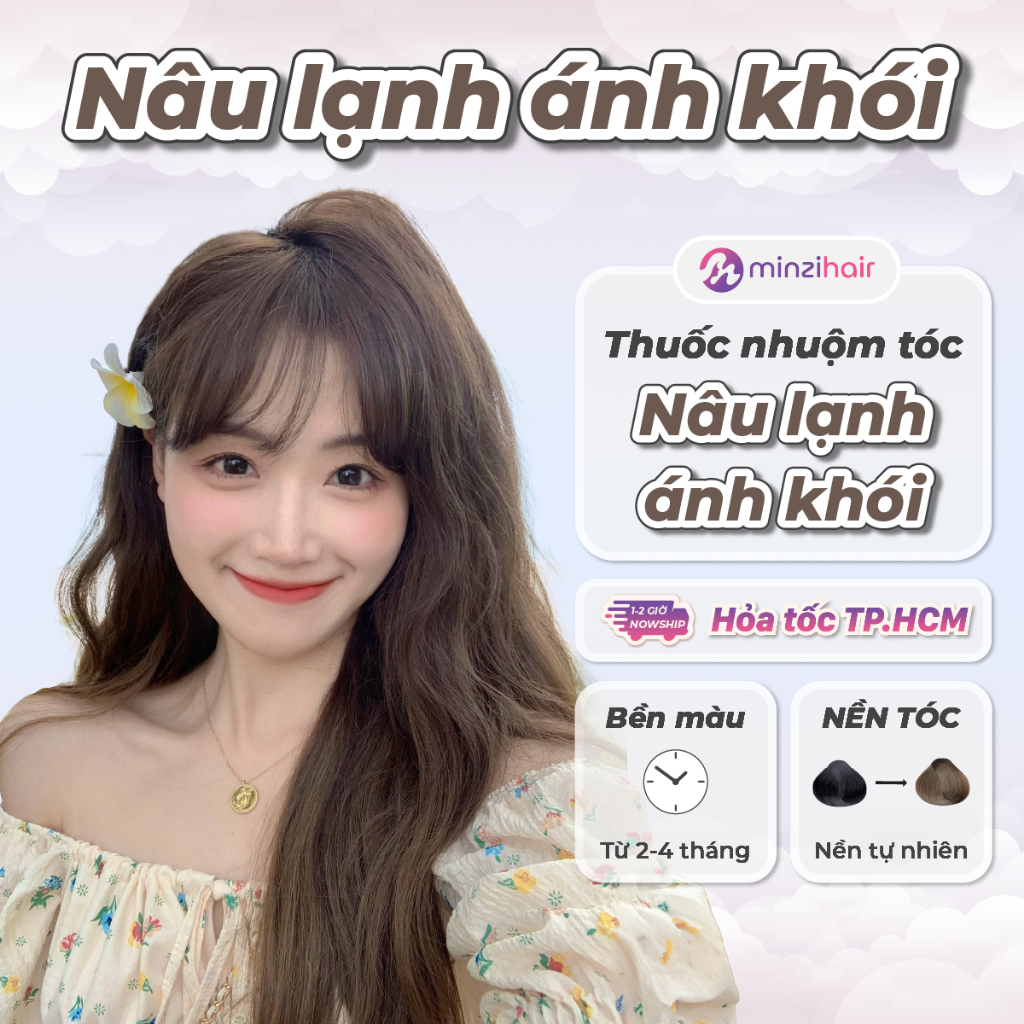 Thuốc nhuộm tóc Màu Nâu Khói Lạnh (Nâu Lạnh Ánh Khói) – Lên Từ Nền Đen Không Tẩy – Minzihair, Minzihair HCM