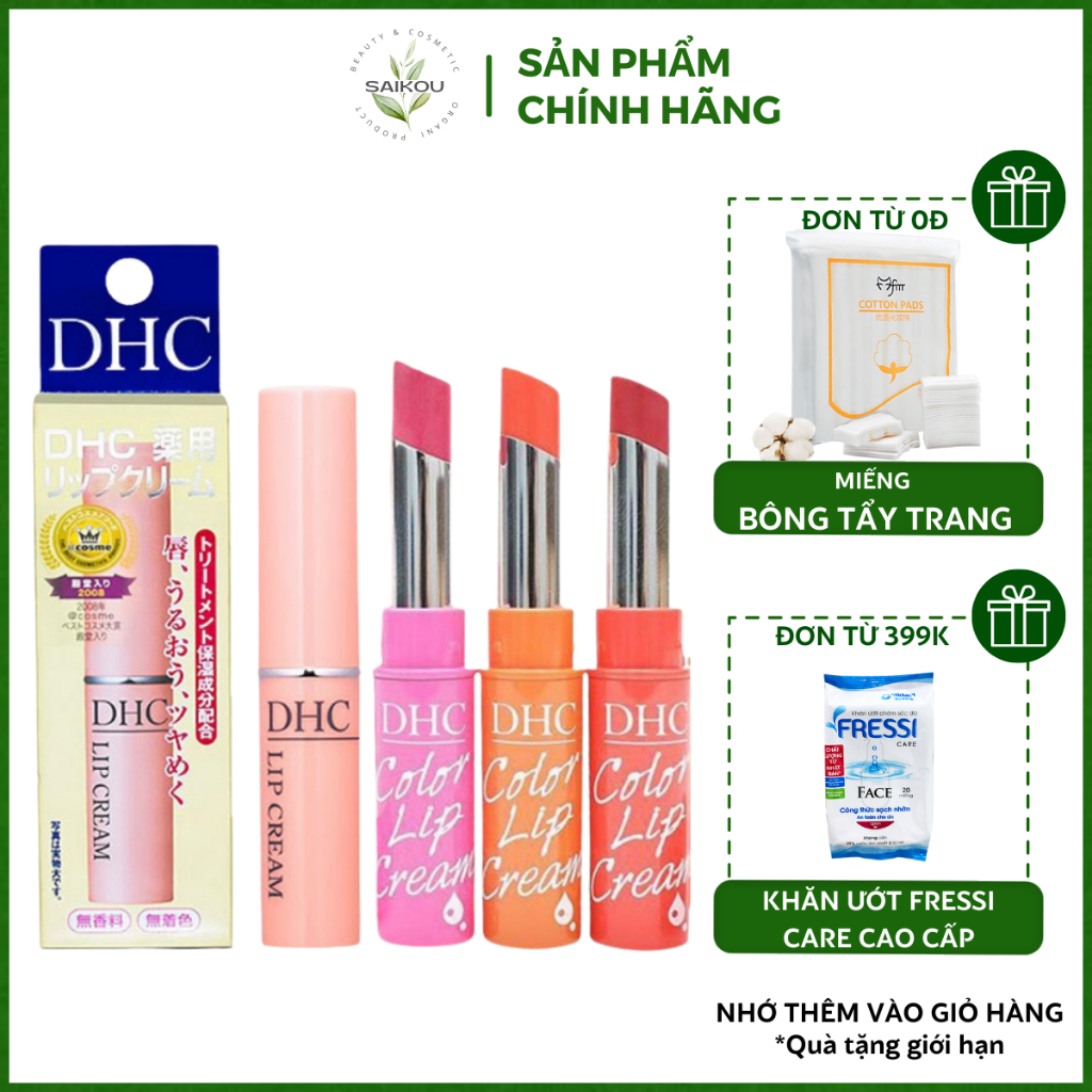 Son Dưỡng Môi DHC Lip Cream, Son Dưỡng DHC Có Màu, Son Dưỡng Môi Mềm Mịn, Dưỡng Ẩm, Dưỡng Môi Khô Thâm Nẻ Saikou