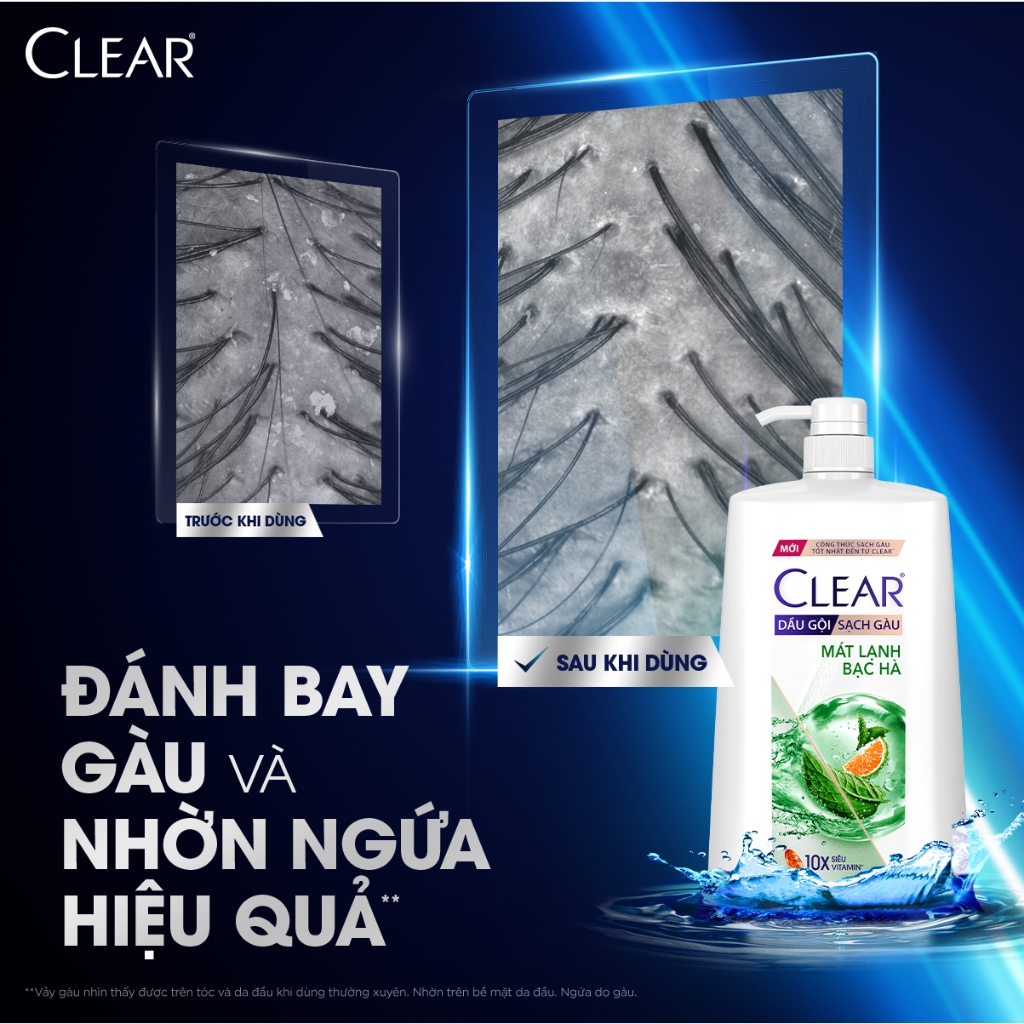 Dầu gội sạch gàu Clear Mát Lạnh Bạc Hà 1,4kg