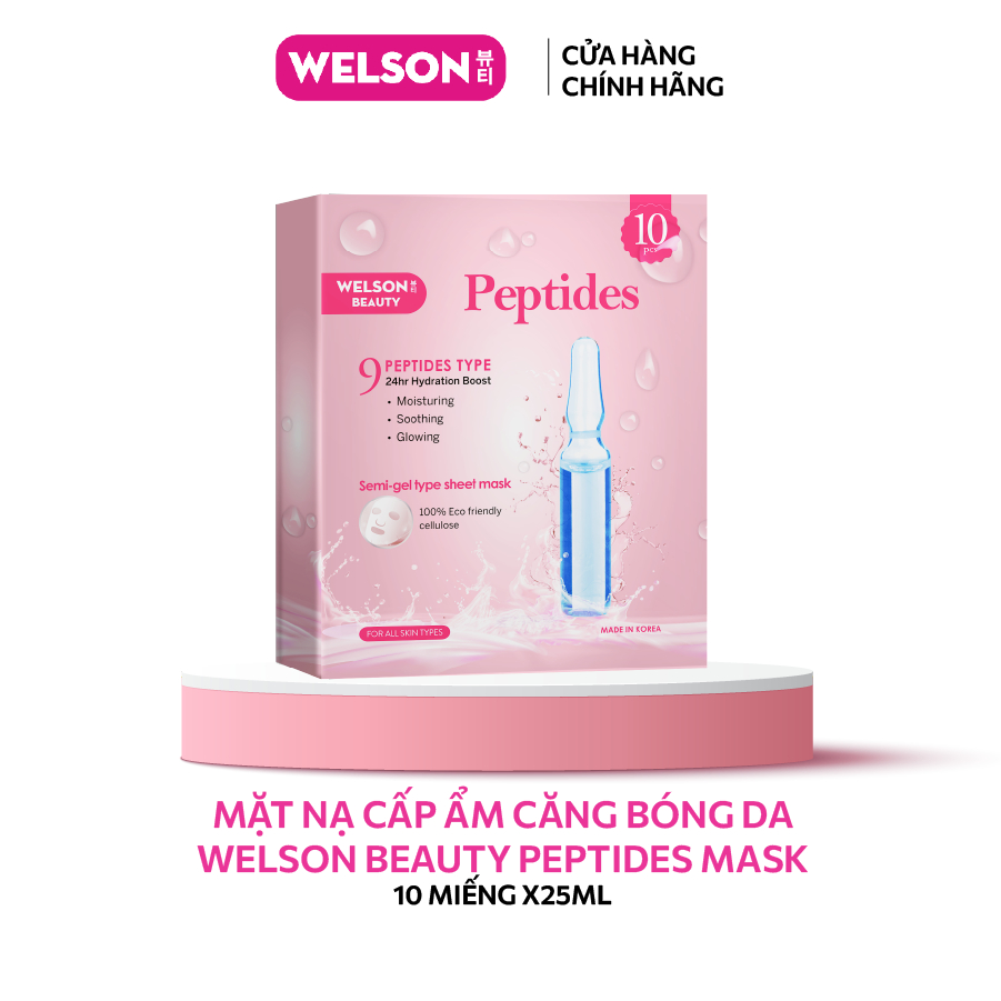 Mặt Nạ Hàn Quốc Dưỡng Ẩm Phục Hồi Da Welson Beauty Peptides 10 miếng