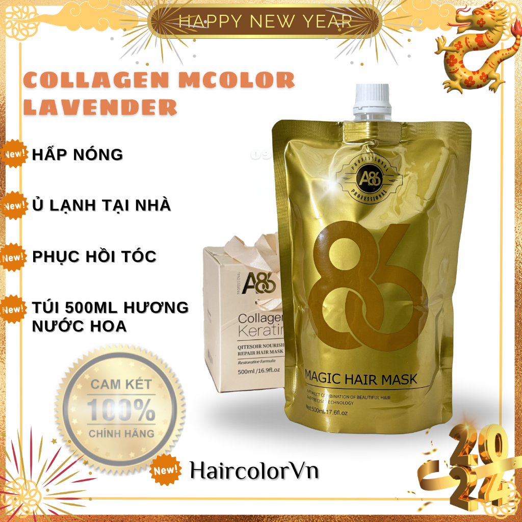 Collagen tươi A86 phục hồi tóc hư tổn khô sơ hấp ủ tóc hư tổn cho salon 500ml