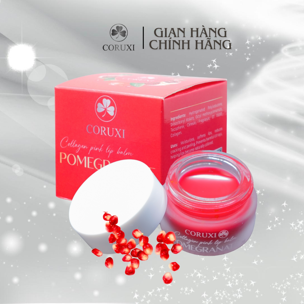 Son Dưỡng Hồng Môi Collagen Lựu Đỏ, Mặt Nạ Ủ Hồng Môi Coruxi, Ngừa Thâm Khô Nứt Nẻ Môi, Lên Màu Tươi Sau Phun Xăm