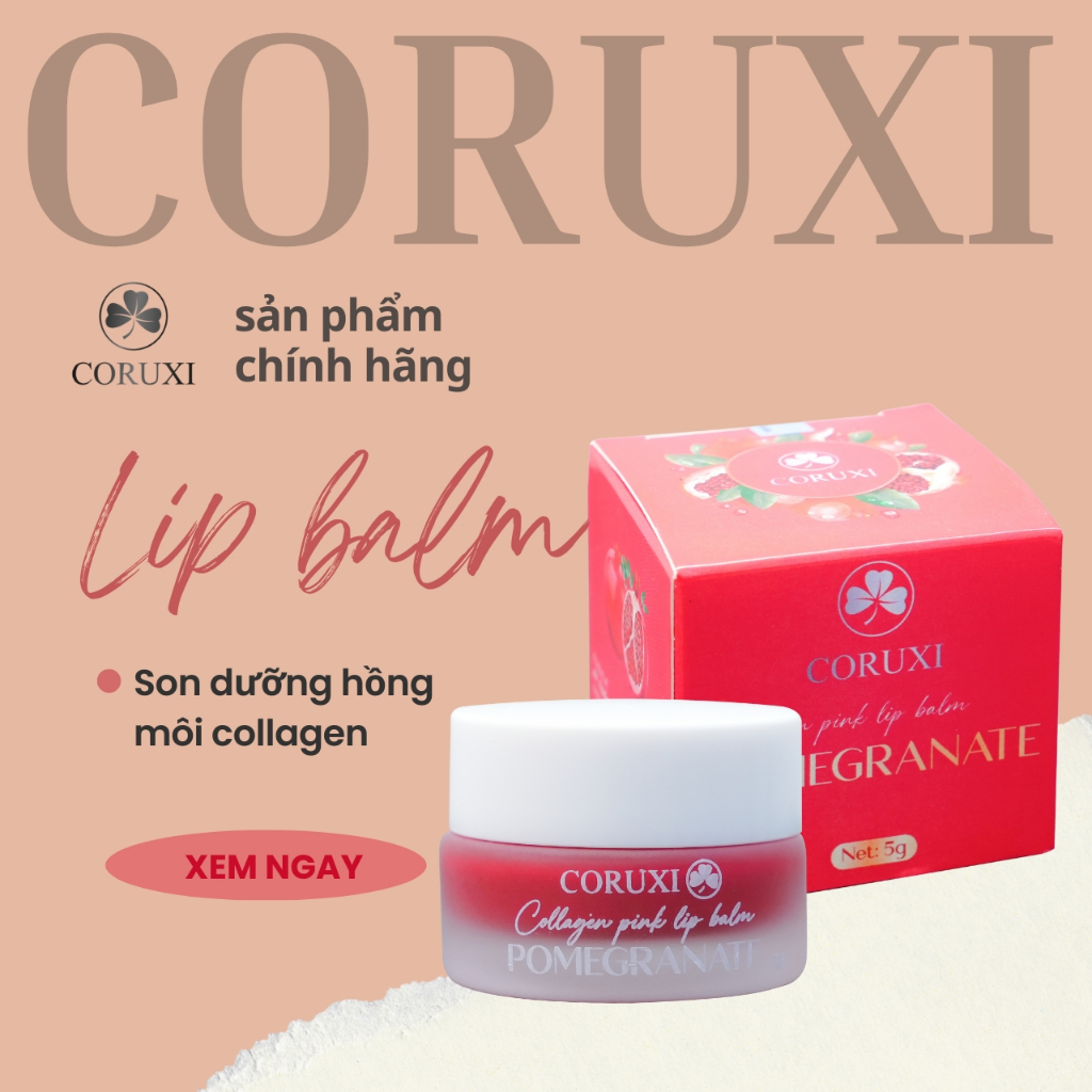 Son Dưỡng Hồng Môi Collagen Lựu Đỏ, Mặt Nạ Ủ Hồng Môi Coruxi, Ngừa Thâm Khô Nứt Nẻ Môi, Lên Màu Tươi Sau Phun Xăm