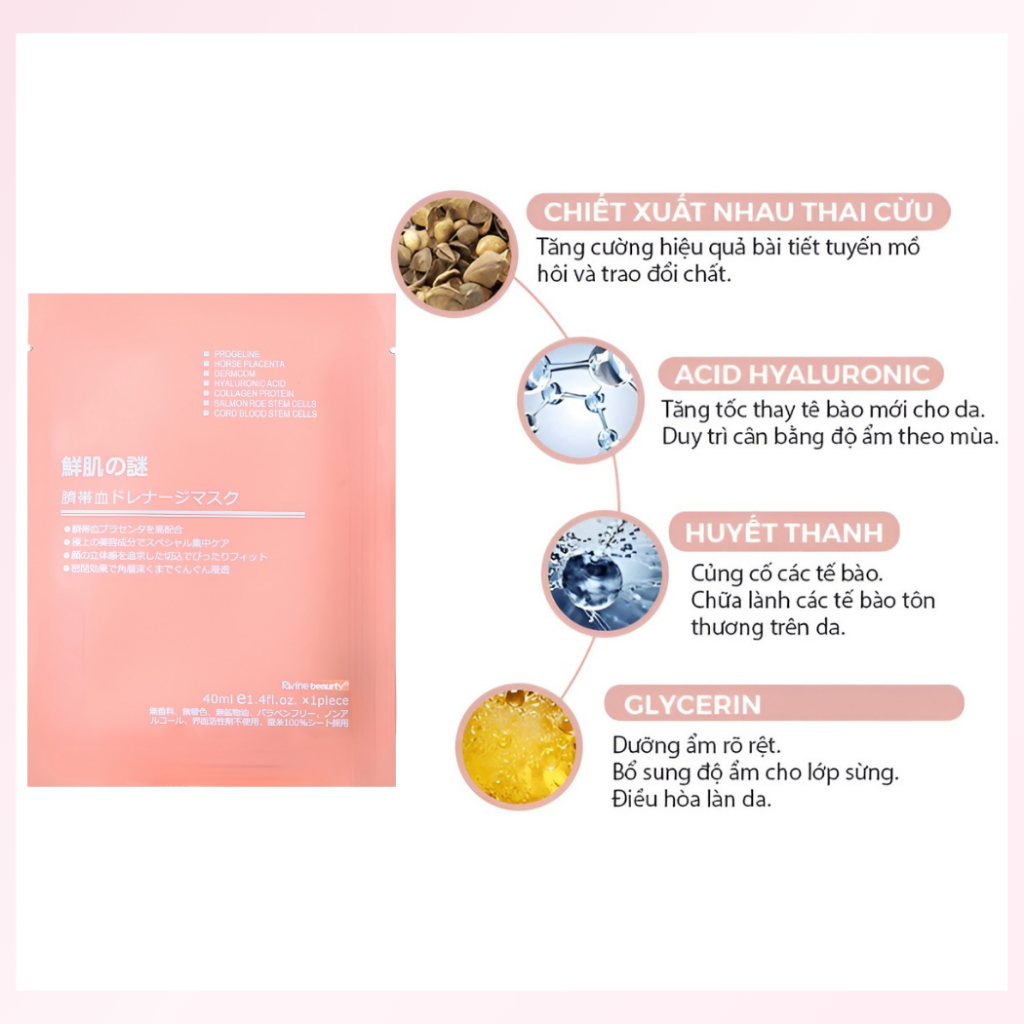 Combo 100 Mặt Nạ Nhau Thai Cừu, 2 Hộp Set 50 Miếng Mask Giấy Dưỡng Trắng Da Mặt Cấp Ẩm Tái Tạo Collagen Phục Hồi 40ml