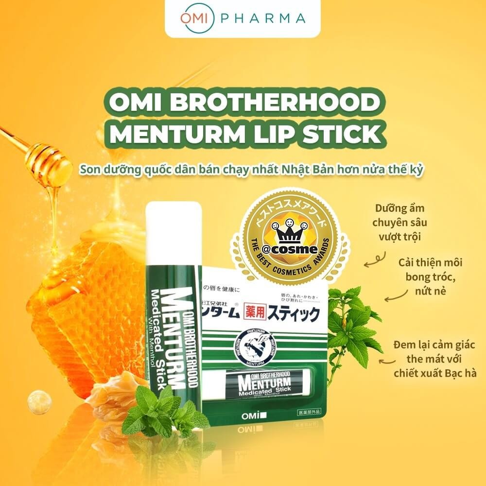 Son Dưỡng Ẩm Bạc Hà Dành Cho Môi Khô Và Nứt Nẻ Omi Brotherhood Menturm Nhật Bản (4g)