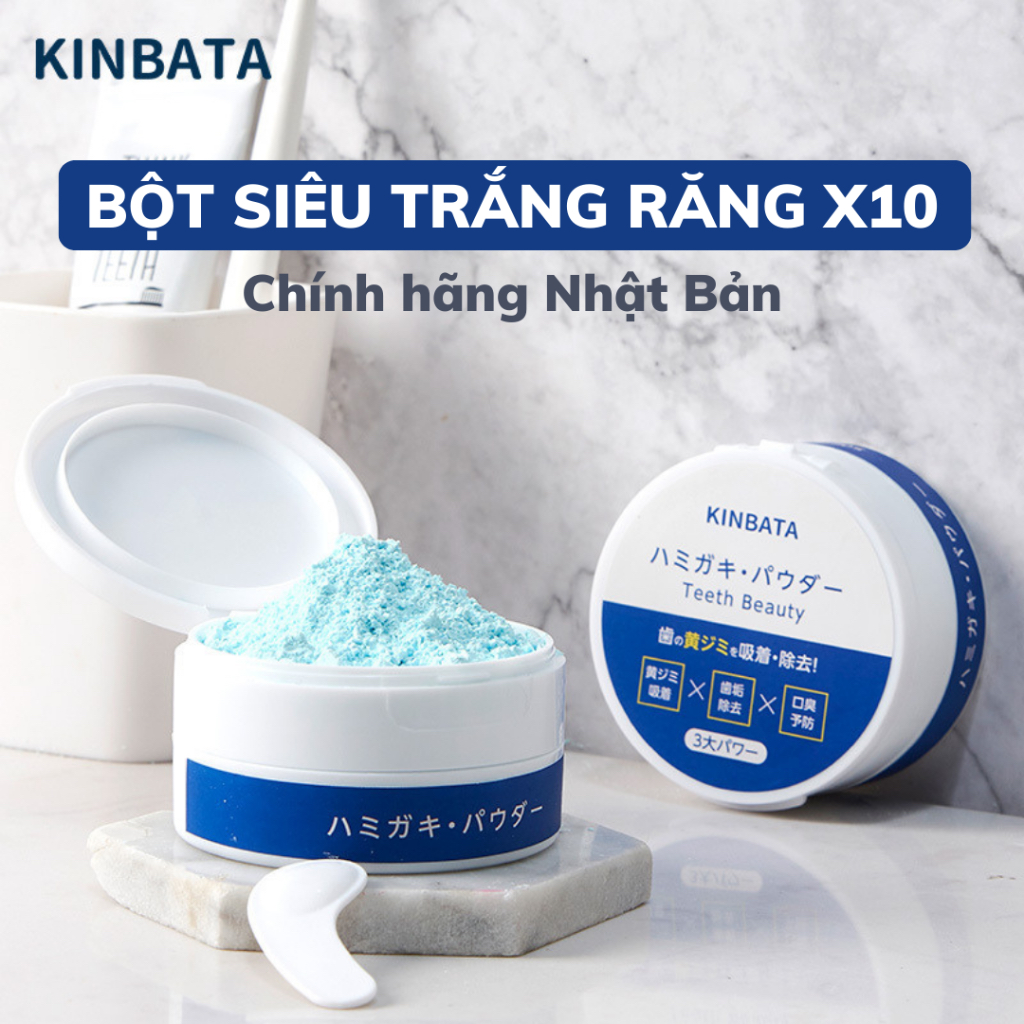 KINBATA Cam kết trắng bật tông, dứt điểm hôi miệng, giảm viêm nha chu với bột đánh răng 50g
