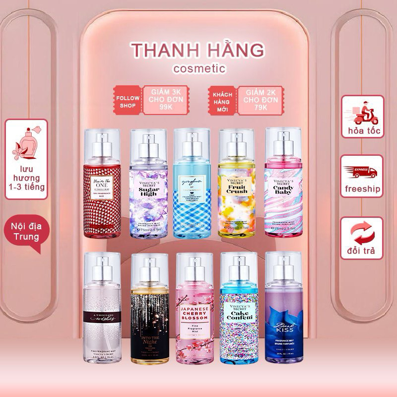 Xịt thơm body mist chai 75ml mới siu thơm – Vinecya’s