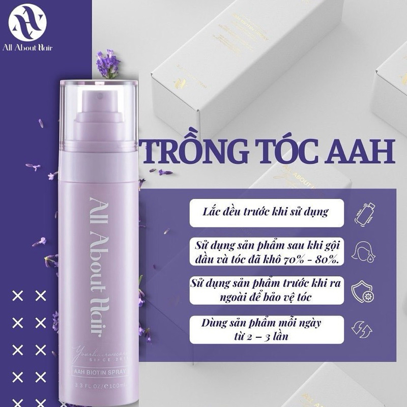 [Tặng Xịt Biotin 50ml] XỊT DƯỠNG TÓC AAH BIOTIN SPRAY Hỗ Trợ Kích Mọc, Giảm Rụng Và Bảo Vệ Tóc – All About Hair