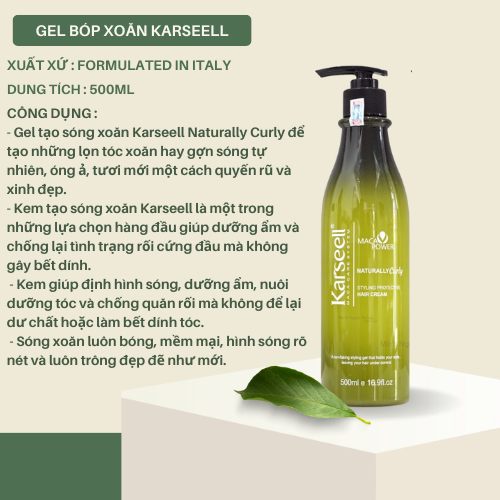 GEL XẢ KHÔ KARSEELL MACCA 500ML GIỮ NẾP TẠO KIỂU DƯỠNG TÓC UỐN XOĂN VÀO NẾP