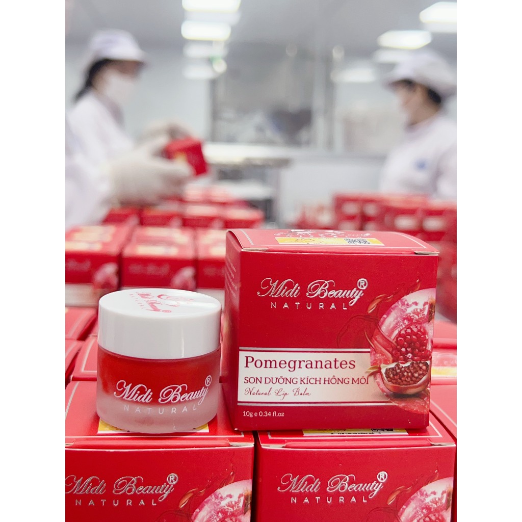 [TẶNG 5 MẶT NẠ] Son Dưỡng Hồng Môi Lựu Đỏ 10gr – Pomegranates Natural Lip Balm 10gr Midi Beauty