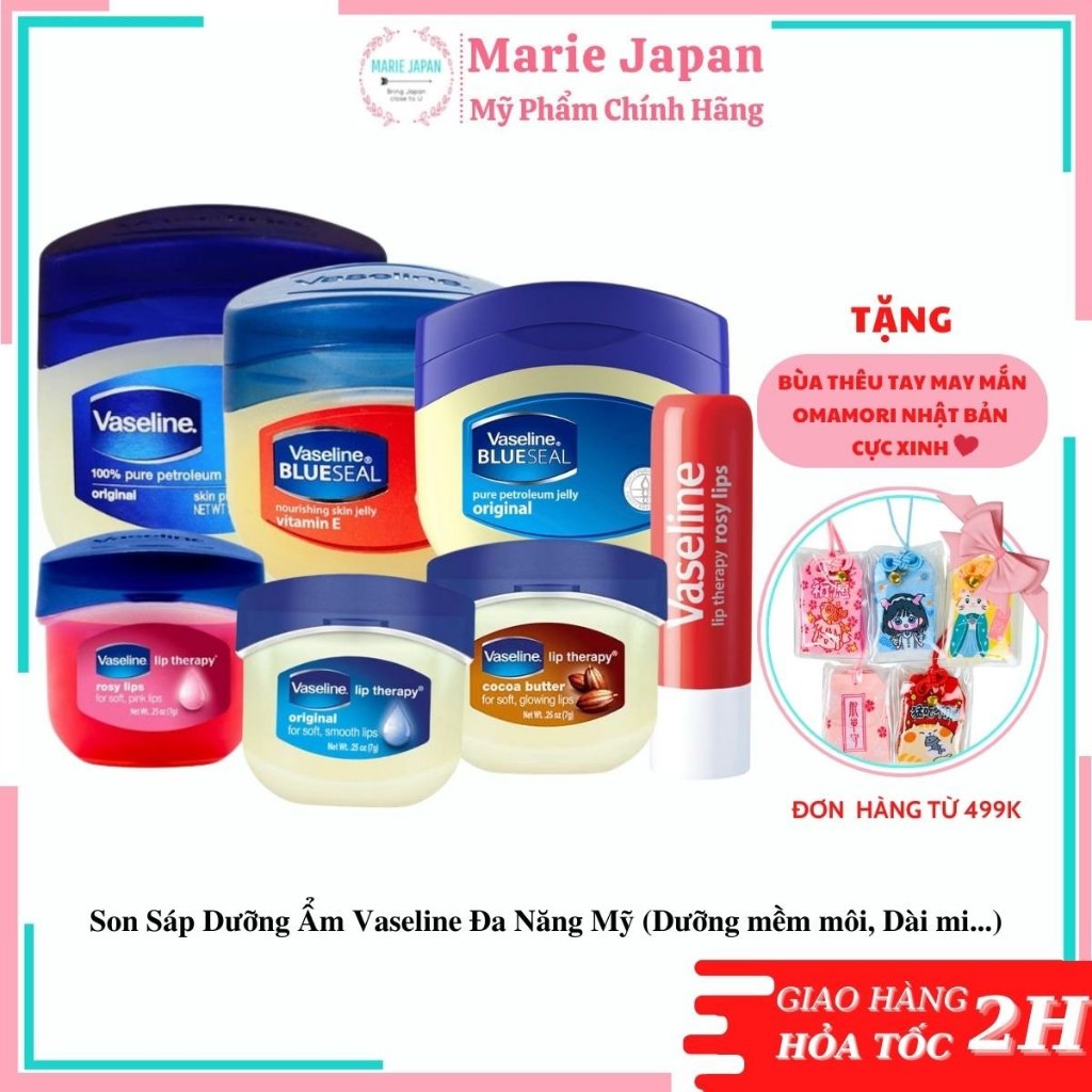 Son Sáp Dưỡng Ẩm Vaseline Đa Năng Mỹ (Dưỡng mềm môi, Dài mi…)