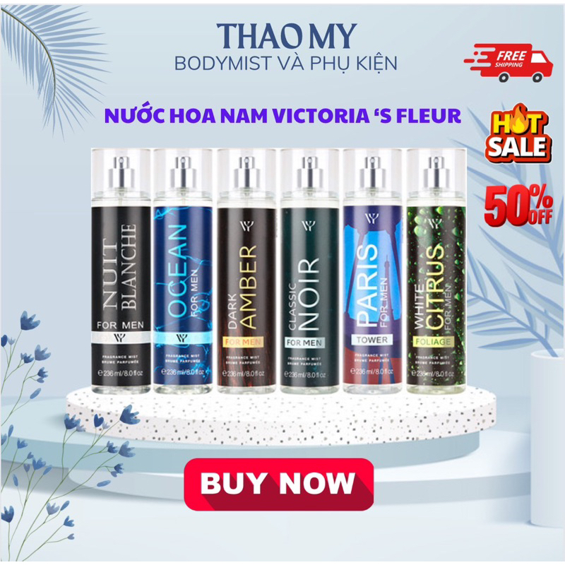 Xịt thơm bodymist dành cho nam Victoria Fleur 236ml