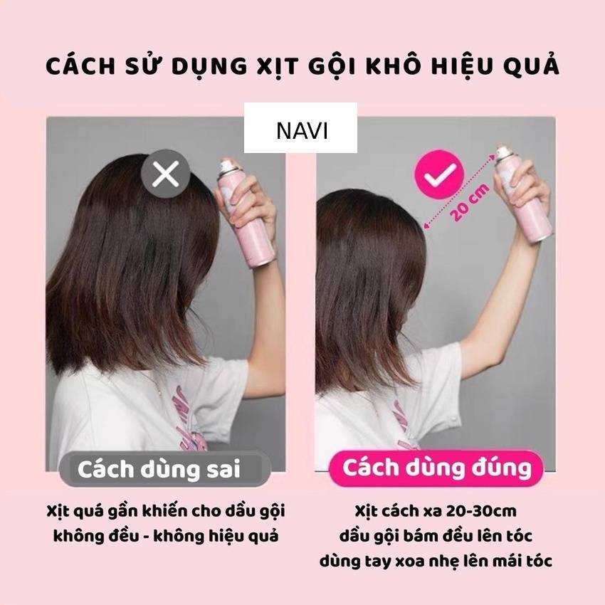 Dầu gội khô dạng xịt an toàn không cần nước dùng cho nam, nữ không bết tóc NAVI