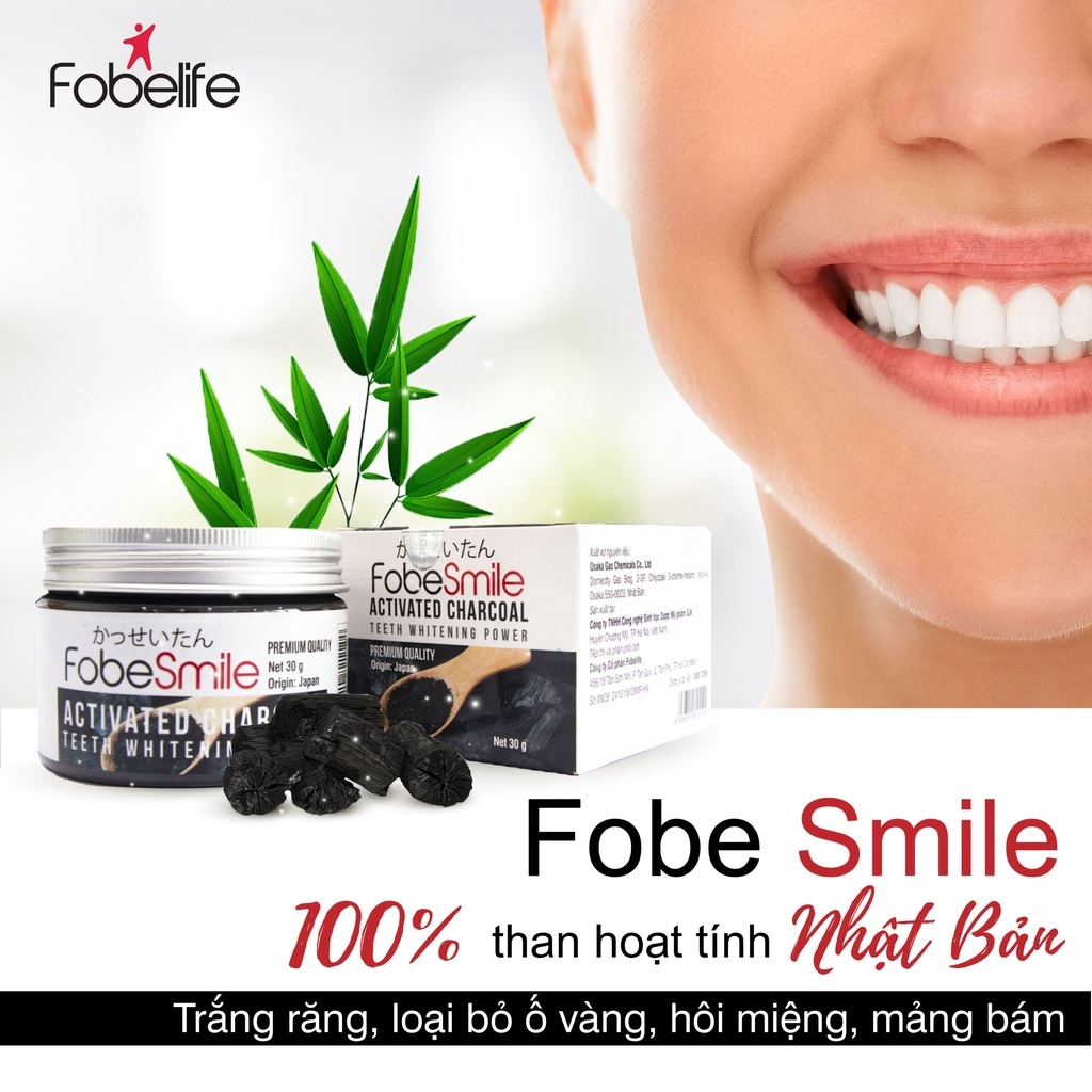 ( Nhập Khẩu Nhật Bản ) Bột Than Trắng Răng , Bột Than Hoạt Tính Trắng Răng Fobe smile –  Giúp Trắng Răng Hiệu Quả