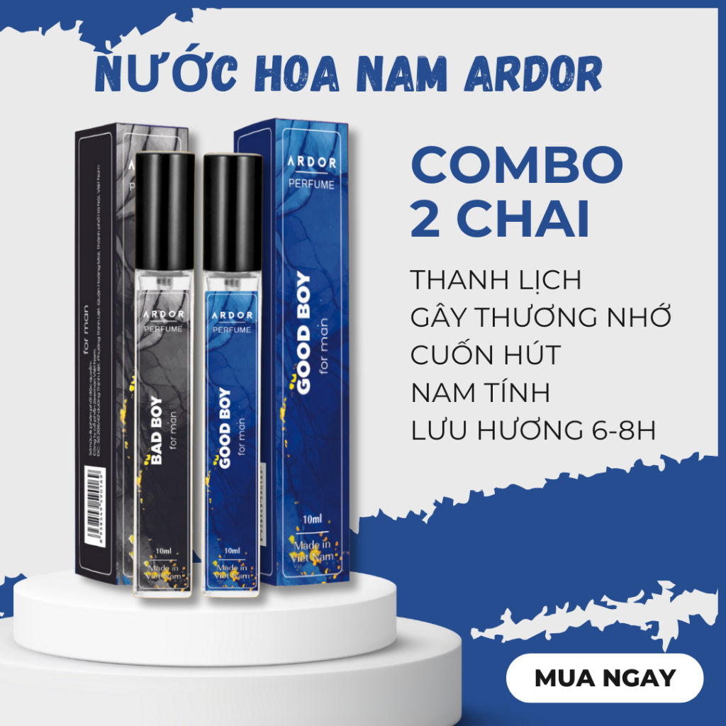 Nước Hoa Nam Good Boy Bad Boy ARDOR Tinh Dầu Thơm Body Nam Tính, Lịch Lãm, Lôi Cuốn Chai Xịt 10ml