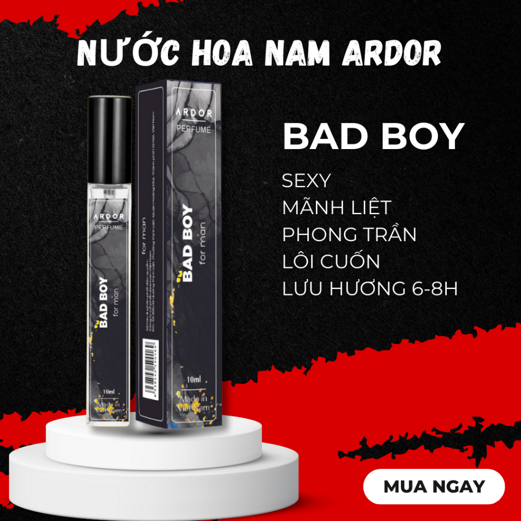 Nước Hoa Nam Good Boy Bad Boy ARDOR Tinh Dầu Thơm Body Nam Tính, Lịch Lãm, Lôi Cuốn Chai Xịt 10ml