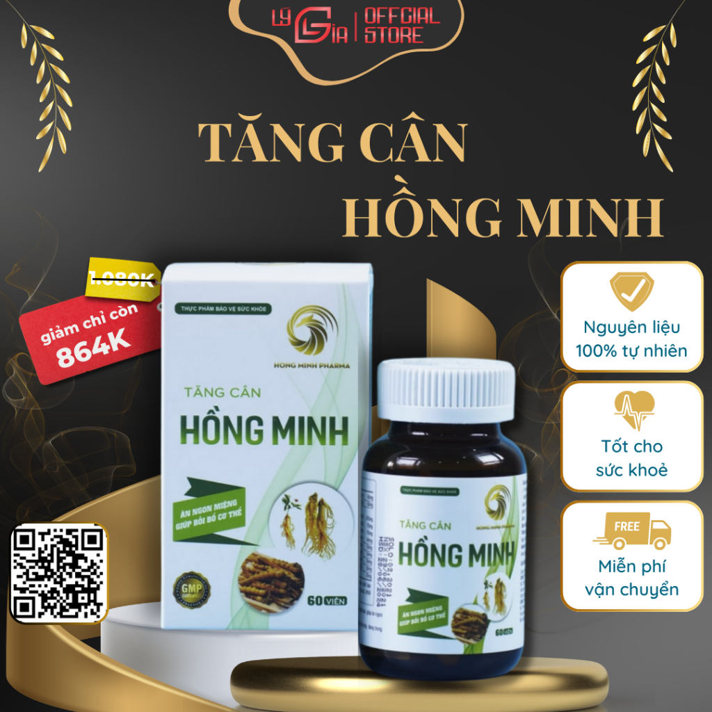 Tăng Cân Hồng Minh Chính Hãng – Viên Tăng Cân Bất Chấp Cơ Địa Gầy Lâu Năm, An Toàn Giúp Ngủ Ngon Ăn Ngon – Lý Gia Store
