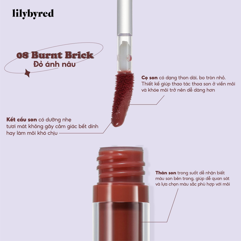 Son kem bóng LILYBYRED Tint Glassy Layer Fixing Tint LILY BYRED 01 – 16 màu dưỡng ẩm căng bóng môi