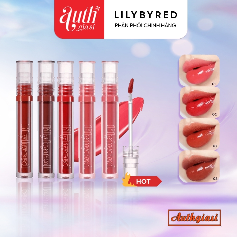 Son kem bóng LILYBYRED Tint Glassy Layer Fixing Tint LILY BYRED 01 – 16 màu dưỡng ẩm căng bóng môi