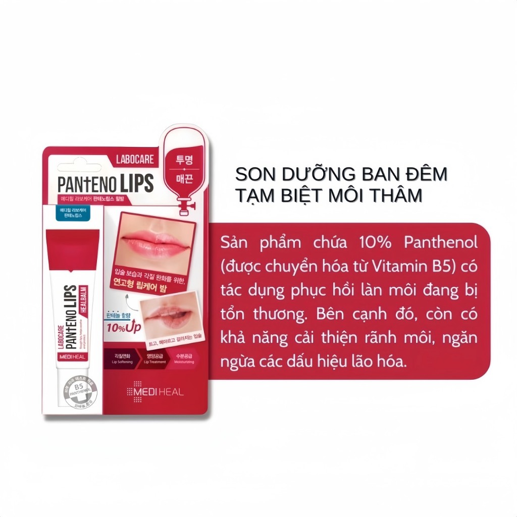 Son Dưỡng Môi Mediheal Labocare Panteno Lips, Son Tuýp Chống Thâm Môi Labocare, SGel 10ml Hàn Quốc