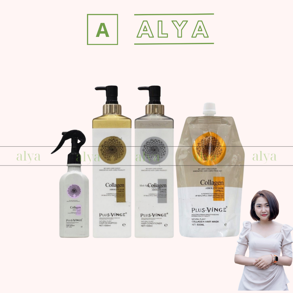 Cặp dầu gội xả Collagen Vinge Trắng |Kích Thích Mọc Tóc, Phục Hồi Tóc Hư Tổn☄️Hàng Chính Hãng Ý ALYA