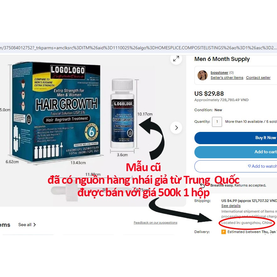 Tinh chất bôi tóc minoxidil 5% Kirkland dành cho nam, ngăn rụng và mọc tóc, mày, râu