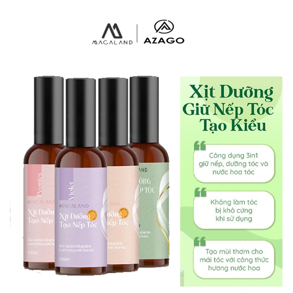 Xịt giữ nếp tạo kiểu và dưỡng tóc 2in1 100ml MACALAND hương nước hoa – MACALAND – AZAGO