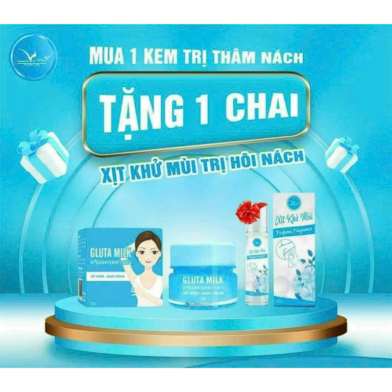 Kem Giảm Thâm Hôi Nách GLUTA MILK Chính Hãng Mua 1 Hủ 15gr tặng 1 chai xịt khử mùi 10ml