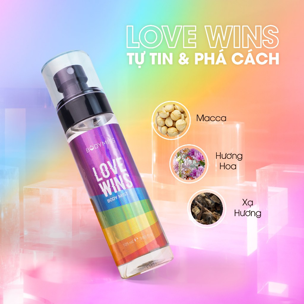 [14/2 DEAL MUA 1 TẶNG 1 FULLSIZE] Nước Hoa Bodymist Unisex Xịt Thơm Toàn Thân Lưu Hương 6H Đi Học BODYMISS 105ml (Chai)