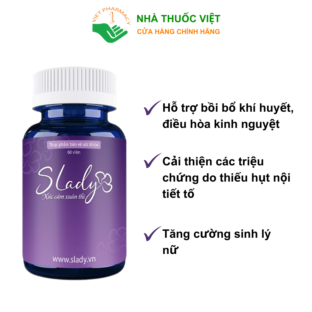 Viên Uống Nội Tiết Tố Nữ Slady Cải Thiện Nội Tiết Sinh Lý Giảm Khô Hạn Bốc Hỏa Mất Ngủ Nám Tàn Nhang Nhà Thuốc Việt