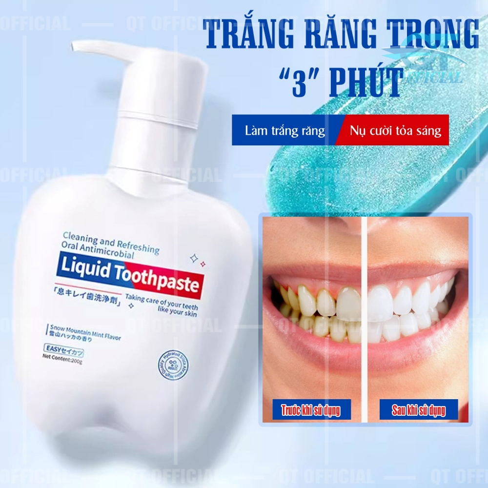 Kem đánh răng trắng răng hơi thở thơm mát giảm ố vàng duy trì sức khỏe của nướu Liquid Toothpaste 200g