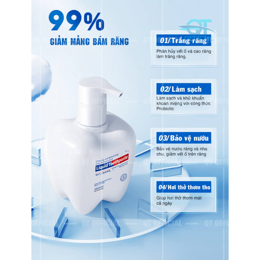 Kem đánh răng trắng răng hơi thở thơm mát giảm ố vàng duy trì sức khỏe của nướu Liquid Toothpaste 200g