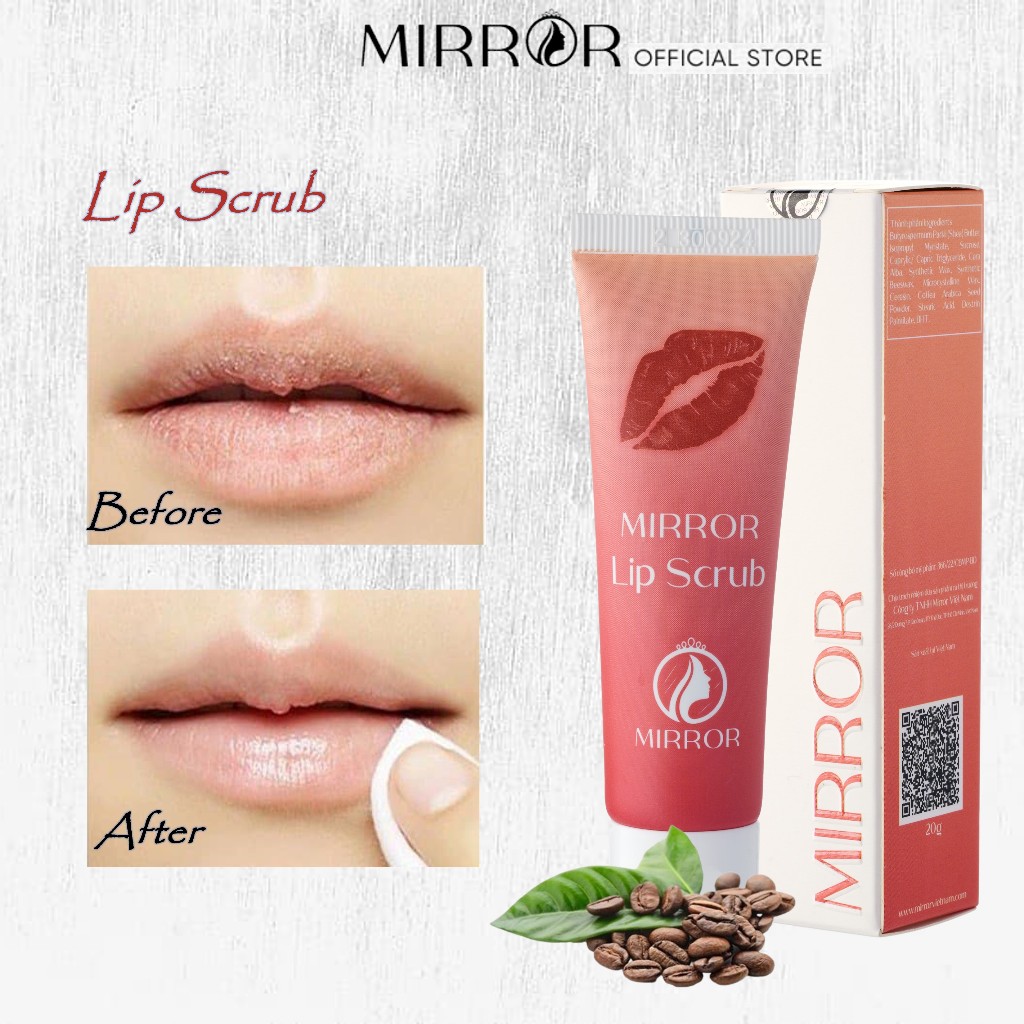 Tẩy tế bào chết cho môi MIRROR Lip Scrub 20g Hương cà phê – Tẩy da chết môi, Giúp Môi Hồng Tự Nhiên, Mềm Mại, Mịn Màng