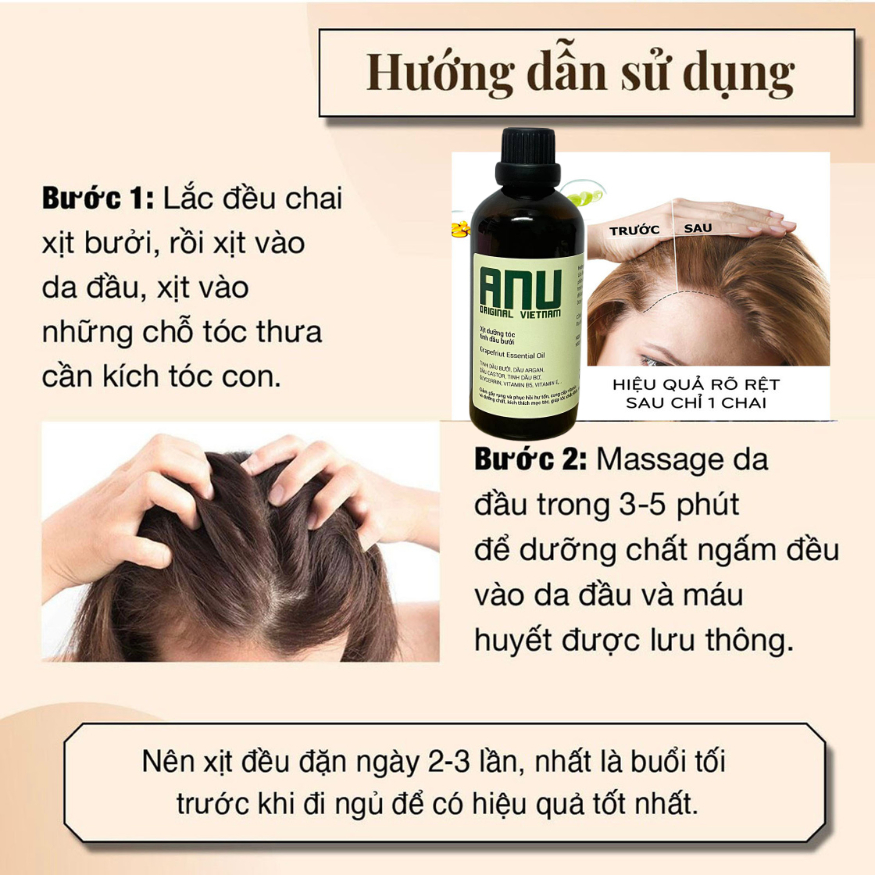 Nước Xịt Dưỡng Tóc Tinh Dầu Vỏ Bưởi ANU ORIGINAL 100ml Kích Thích Mọc Tóc Nhanh