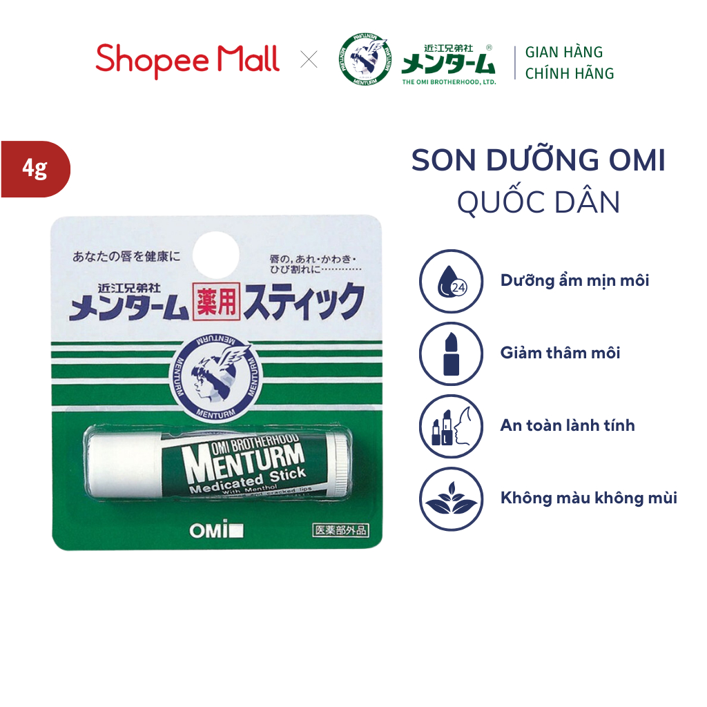Son Dưỡng Ẩm Bạc Hà Dành Cho Môi Khô Và Nứt Nẻ Omi Brotherhood Menturm Nhật Bản (4g)