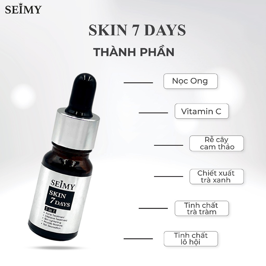 Serum giảm mụn thâm rỗ Seimy – Skin 7 Days – Công dụng 5 trong 1 hiệu quả sau 7 ngày 10ml