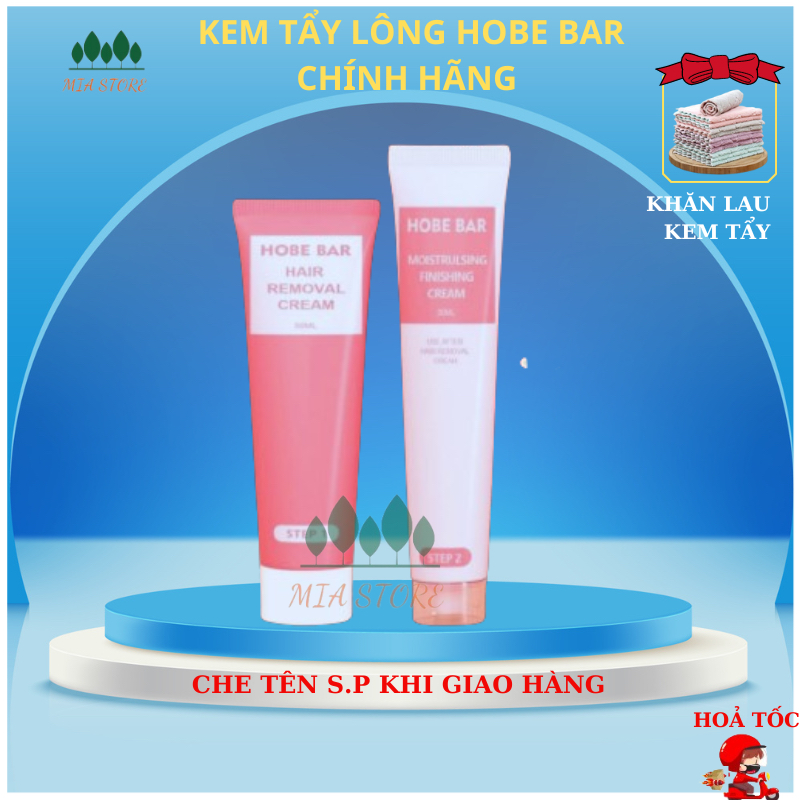 COMBO 3 kem tẩy  lông hobe bar chính hãng, tẩy lông nách, bikini, vùng kín, kem tẩy lông 50g và serum triệt lông