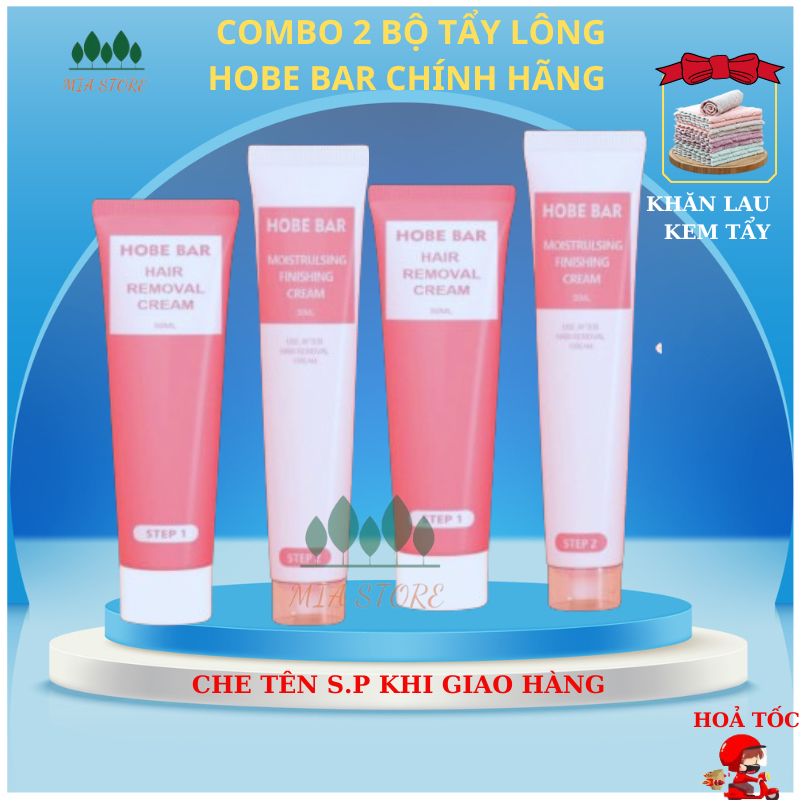 COMBO 3 kem tẩy  lông hobe bar chính hãng, tẩy lông nách, bikini, vùng kín, kem tẩy lông 50g và serum triệt lông