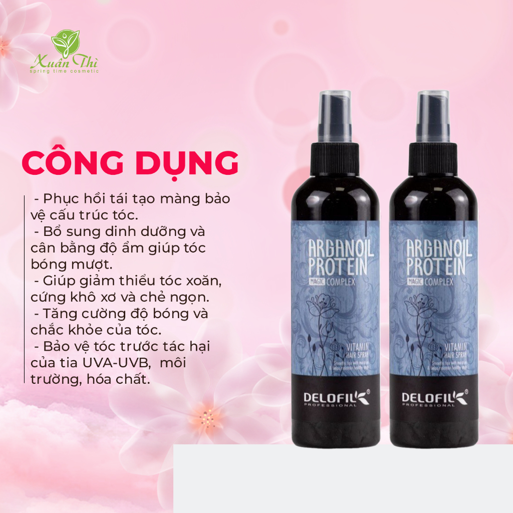 [HỎA TỐC HCM] Xịt dưỡng tóc keratin collagen,giữ nếp tóc,phục hồi, dưỡng tóc uốn duỗi nhuộm – Delofil Hair Spray